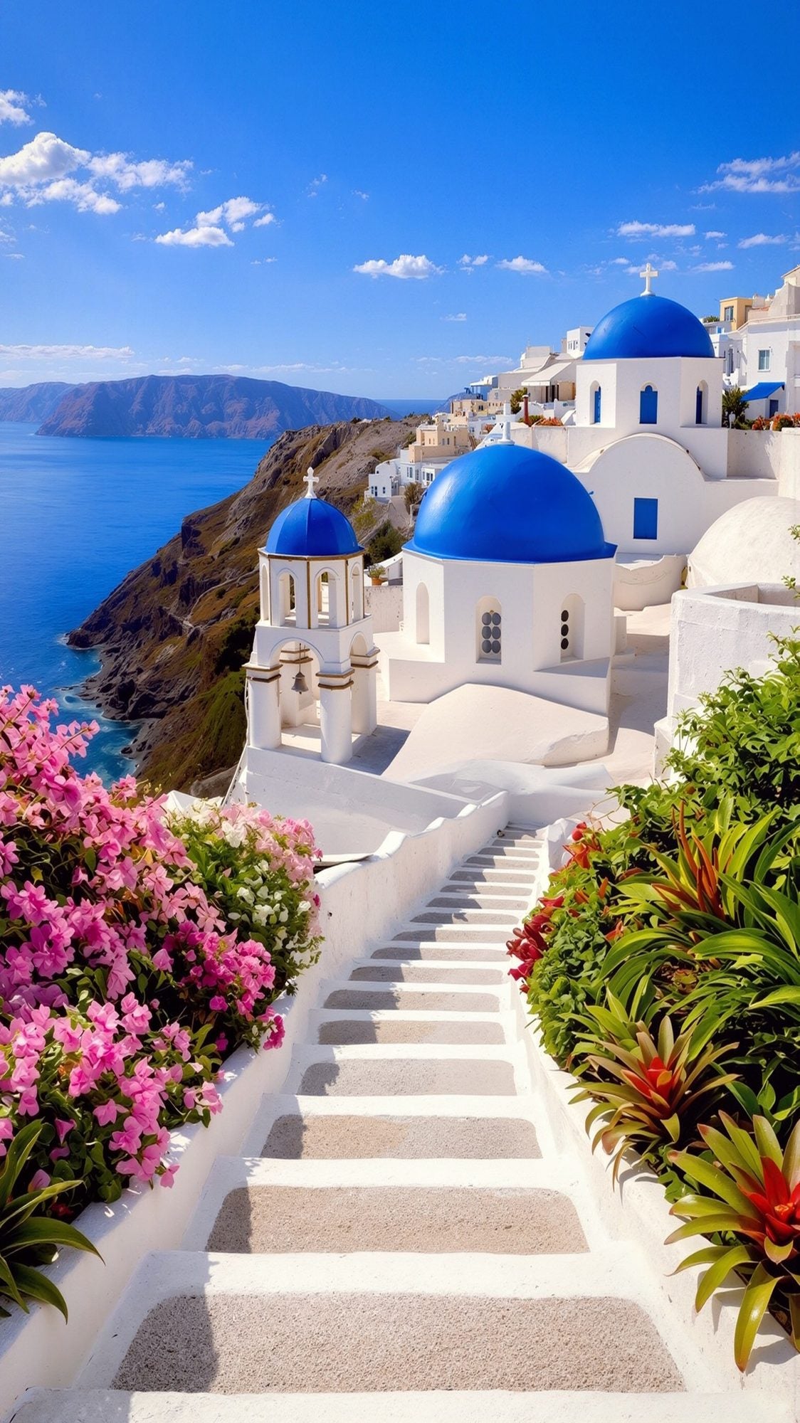 Santorini Blue Domes View